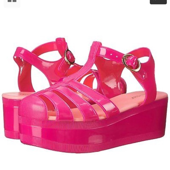 pink jelly platform sandals